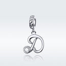 925 Sterling Silver Personalized Letter Pendant For Diy Bracelets And Necklaces Style - D