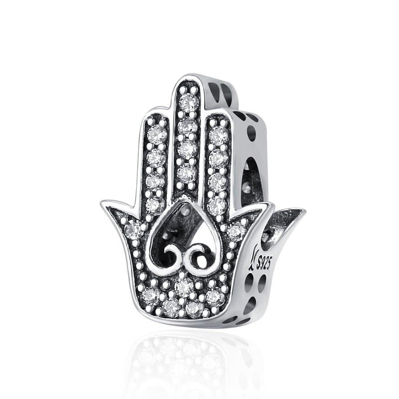 925 Sterling Silver Hand Of Fatima Beads For Diy Bracelets