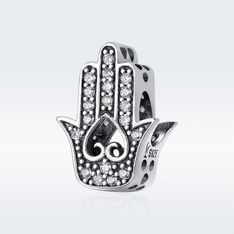 925 Sterling Silver Hand Of Fatima Beads For Diy Bracelets