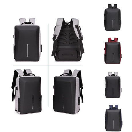 Anti-Theft Hard Shell Backpack For Men With Alloy Frame - Red