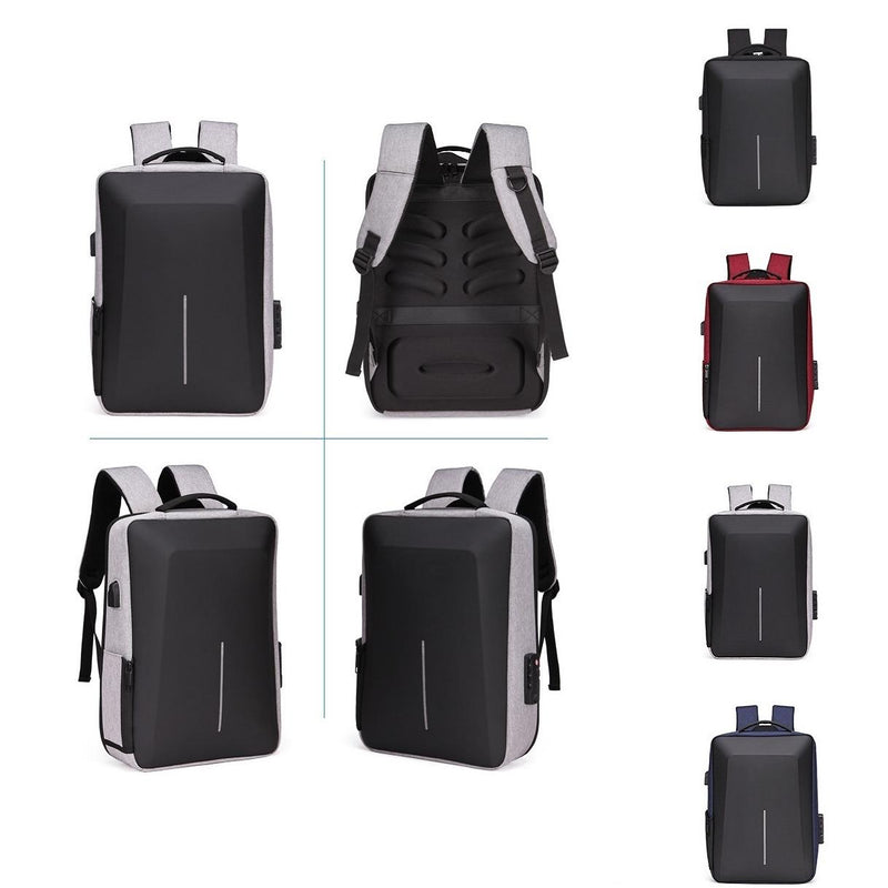 Anti-Theft Hard Shell Backpack For Men With Alloy Frame - Red