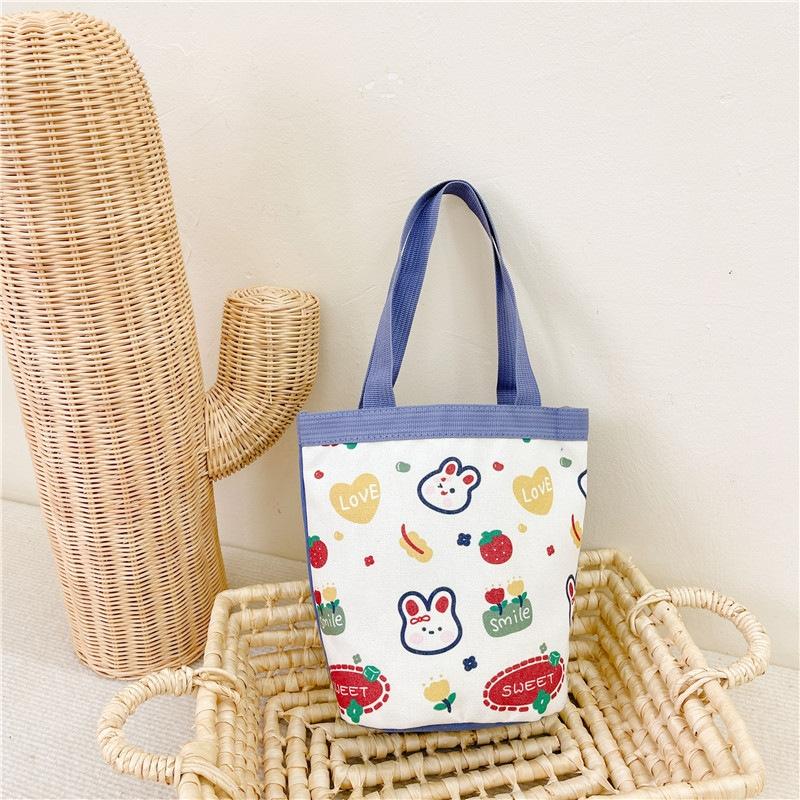 Cartoon Graffiti Bento Bag - Cute Canvas Handbag - Model 2 Blue