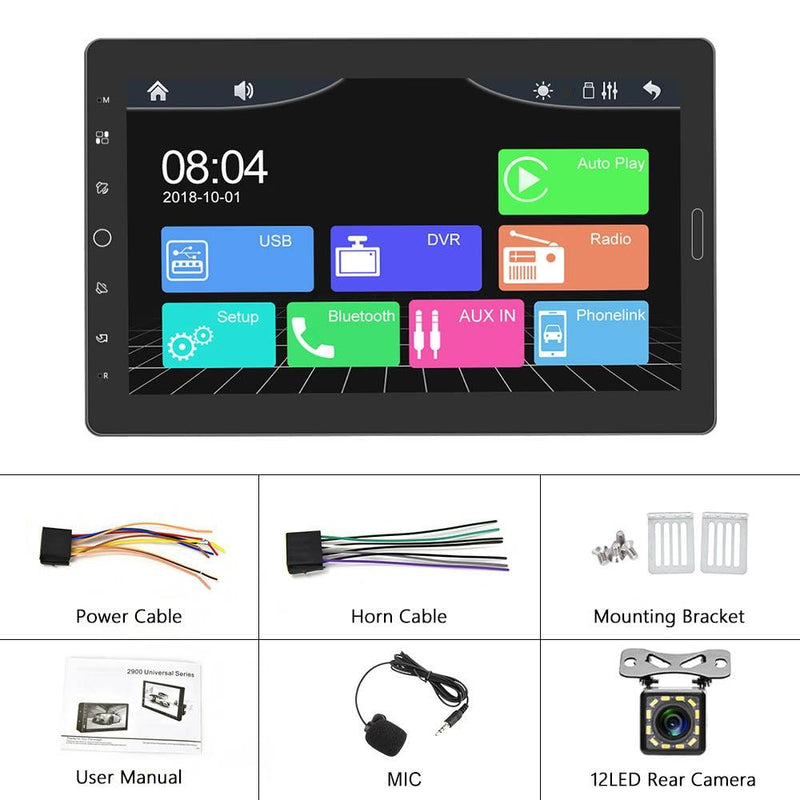 10.1 Inch Full Screen Car Mp5 Player With Wired Carplay - Standard + 12 Light Camera