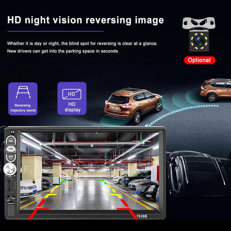 7 Inch Mp5 Bluetooth Carplay Player With Reversing Camera - Standard + 12 Lights