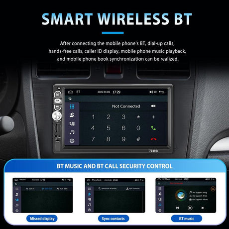 7 Inch Mp5 Bluetooth Carplay Player With Reversing Camera - Standard + 12 Lights