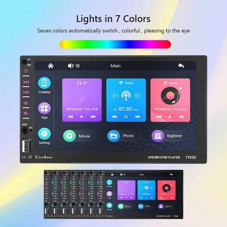 7 Inch Car Mp5 Player With Bluetooth & 12 Light Camera - Universal Fit