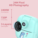 Blue Cartoon Kids Digital Camera with Rotating Lens - A18 Hd Printable