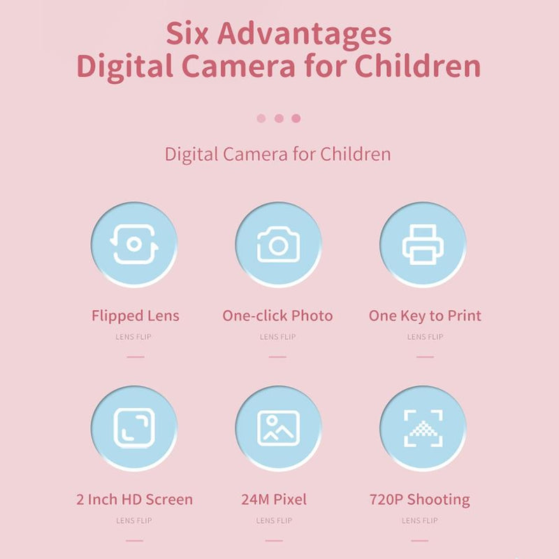 Blue Cartoon Kids Digital Camera with Rotating Lens - A18 Hd Printable