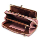 Black Embroidered Crossbody Wallet With Large Capacity - Pink