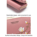 Black Embroidered Crossbody Wallet With Large Capacity - Pink