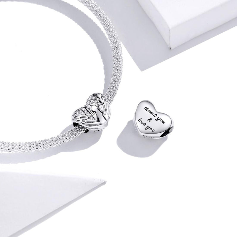925 Sterling Silver Motherly Love Relief Beads For Diy Bracelets & Necklaces