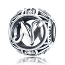 925 Sterling Silver 26 English Letter Beads For Diy Bracelets & Necklaces Style - N