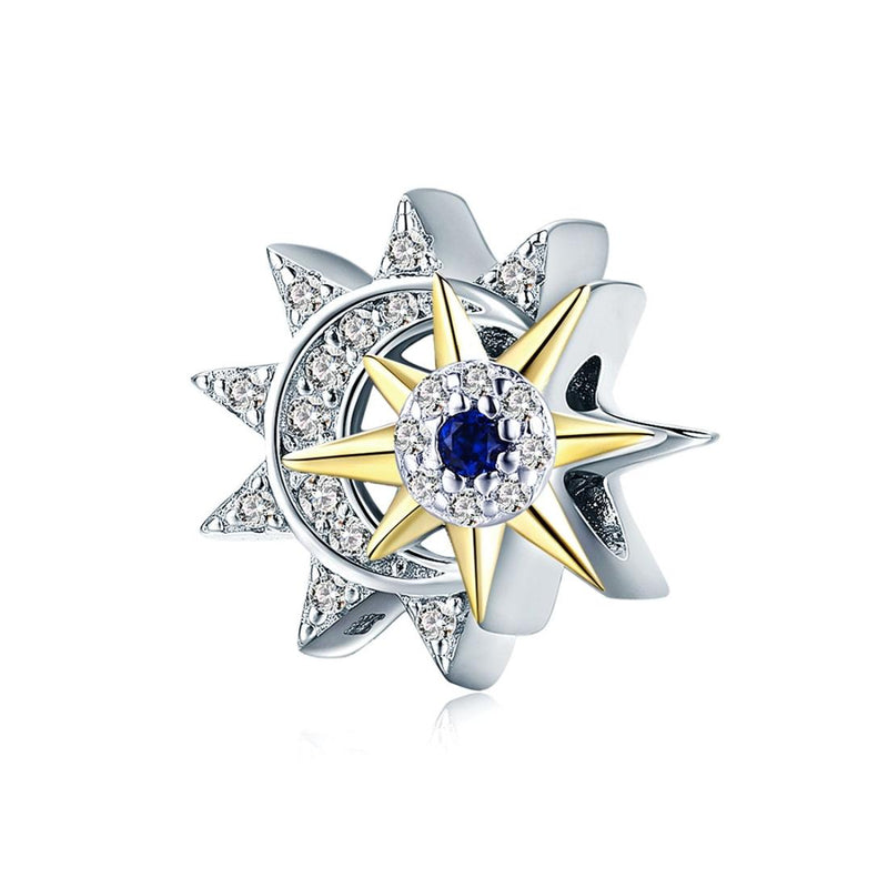 925 Sterling Silver Sun & Moon Beads For Diy Bracelets