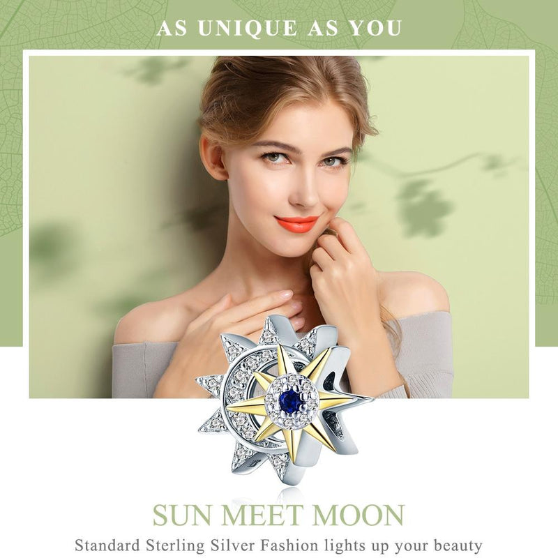 925 Sterling Silver Sun & Moon Beads For Diy Bracelets