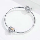 925 Sterling Silver Heart Beaded Clover Bracelet Charm