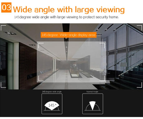 3 Screen 1.0Mp Security Camera With Door Peephole & Tf Card Support - Black