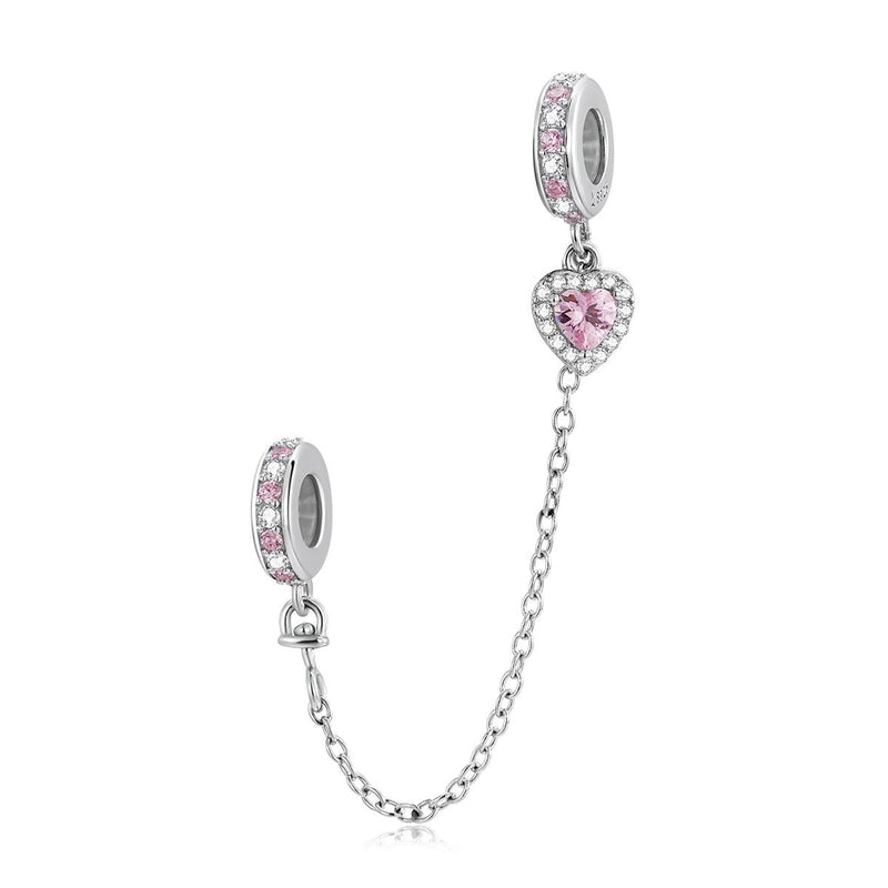 925 Sterling Silver Heart Zircon Safety Chain For Diy Bracelets & Necklaces