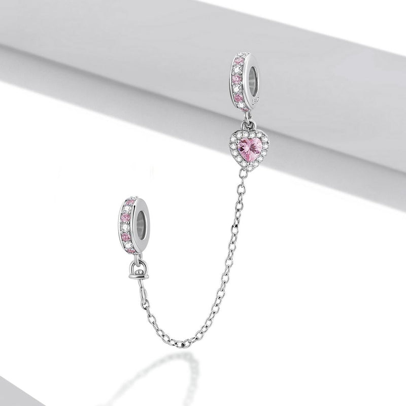 925 Sterling Silver Heart Zircon Safety Chain For Diy Bracelets & Necklaces