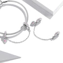 925 Sterling Silver Heart Zircon Safety Chain For Diy Bracelets & Necklaces