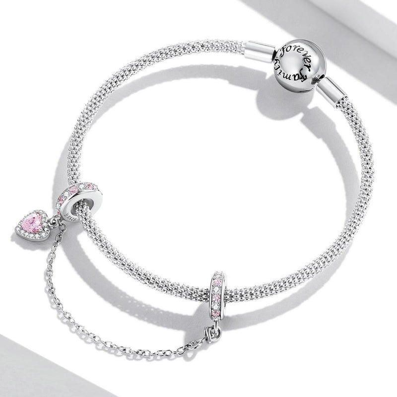 925 Sterling Silver Heart Zircon Safety Chain For Diy Bracelets & Necklaces