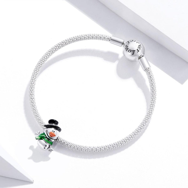 925 Sterling Silver Snowman Beads For Diy Bracelets & Necklaces