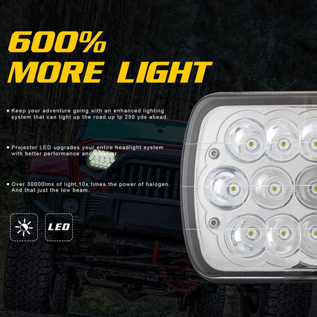 7 Inch 5X7 H4 15W Dc 9 - 30V 1500Lm Ip67 Car Truck Off - Road Vehicle Led Work Lights / Headlight With 15Leds Lamps