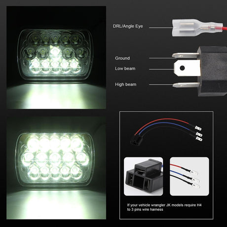 7 Inch 5X7 H4 15W Dc 9 - 30V 1500Lm Ip67 Car Truck Off - Road Vehicle Led Work Lights / Headlight With 15Leds Lamps
