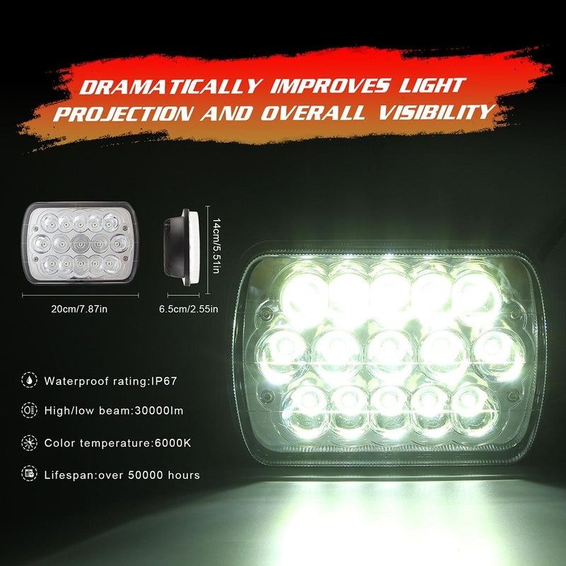 7 Inch 5X7 H4 15W Dc 9 - 30V 1500Lm Ip67 Car Truck Off - Road Vehicle Led Work Lights / Headlight With 15Leds Lamps