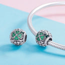 925 Sterling Silver Green Clover Bead For Diy Bracelets