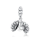 925 Sterling Silver Smiling Sunflower Pendant For Diy Bracelets & Necklaces