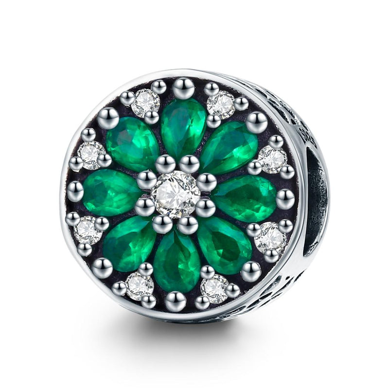 925 Sterling Silver Green Bead Pendant For Diy Bracelet Or Necklace