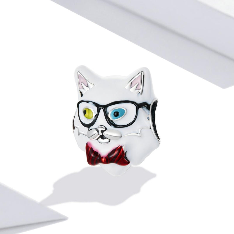 925 Sterling Silver Cat Bead For Diy Bracelet Or Necklace