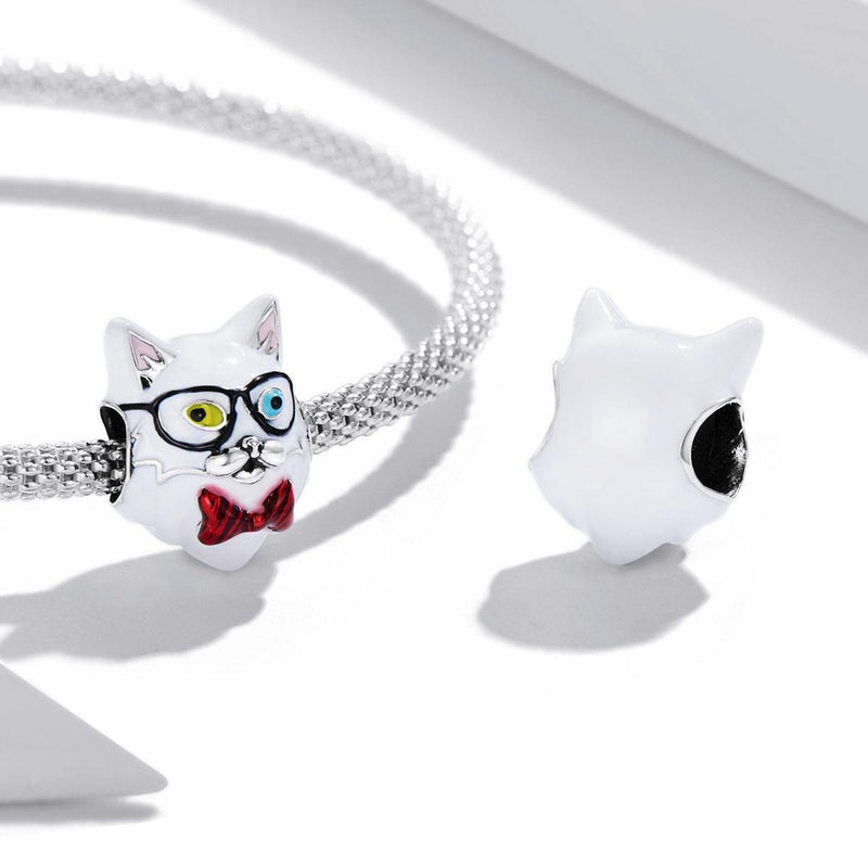 925 Sterling Silver Cat Bead For Diy Bracelet Or Necklace