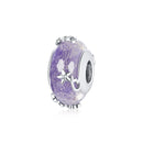 925 Sterling Silver Flower Purple Glass Bead Bracelet / Necklace Set