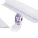 925 Sterling Silver Flower Purple Glass Bead Bracelet / Necklace Set