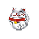 925 Sterling Silver Fortune Cat Beads For Diy Bracelets & Necklaces