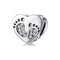 925 Sterling Silver Heart Footprint Beads For Diy Bracelets