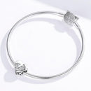 925 Sterling Silver Heart Footprint Beads For Diy Bracelets
