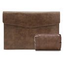 13.3 Inch Laptop Sleeve & Power Bag - Litchi Pattern Pu Leather Dark Brown