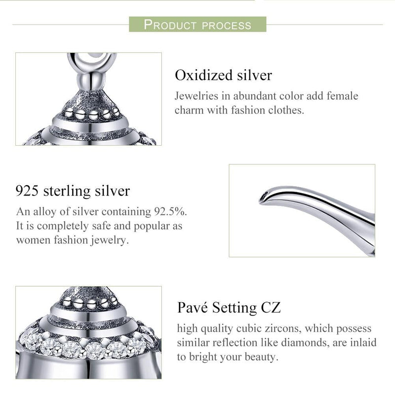 925 Sterling Silver Beaded Magic Lamp Bracelet Charm