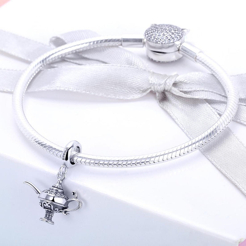 925 Sterling Silver Beaded Magic Lamp Bracelet Charm