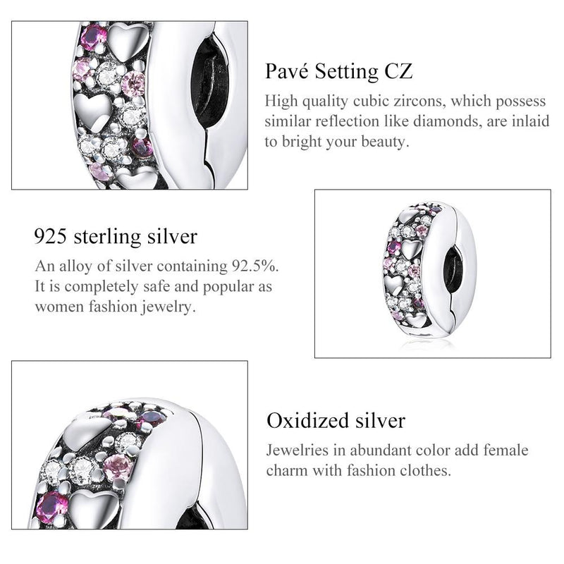 925 Sterling Silver Sparkling Love Beads For Diy Bracelets & Necklaces
