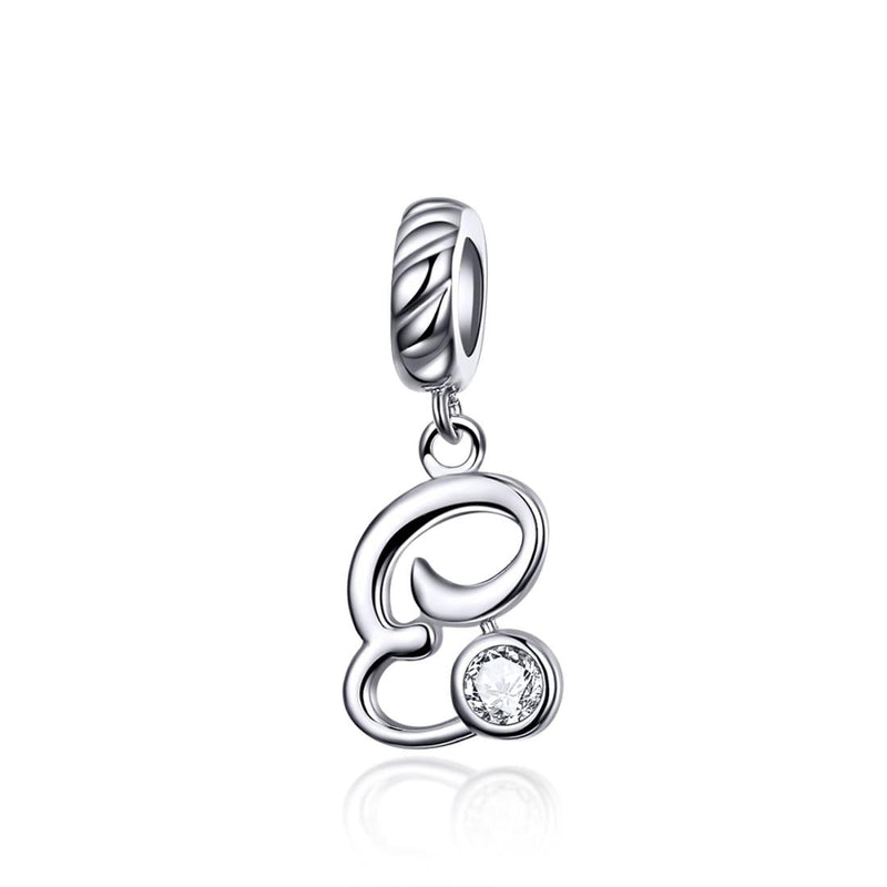 925 Sterling Silver Personalized Letter Pendant For Diy Bracelets And Necklaces Style - E