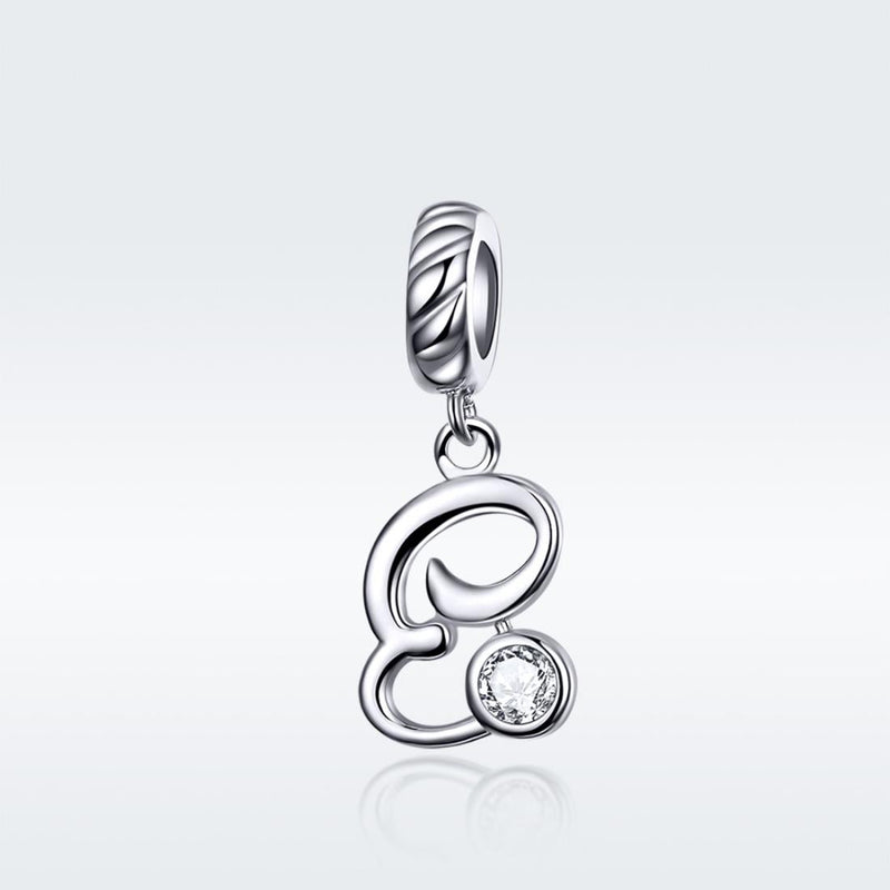 925 Sterling Silver Personalized Letter Pendant For Diy Bracelets And Necklaces Style - E