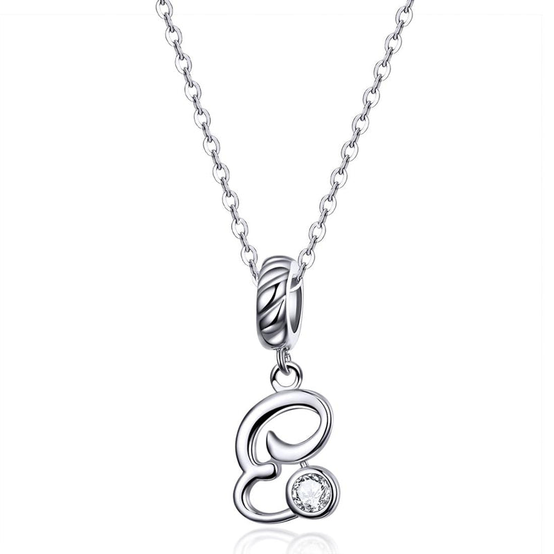 925 Sterling Silver Personalized Letter Pendant For Diy Bracelets And Necklaces Style - E