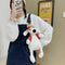 Adorable Cartoon Plush Shoulder Bag Duck White Green - Duck White Red
