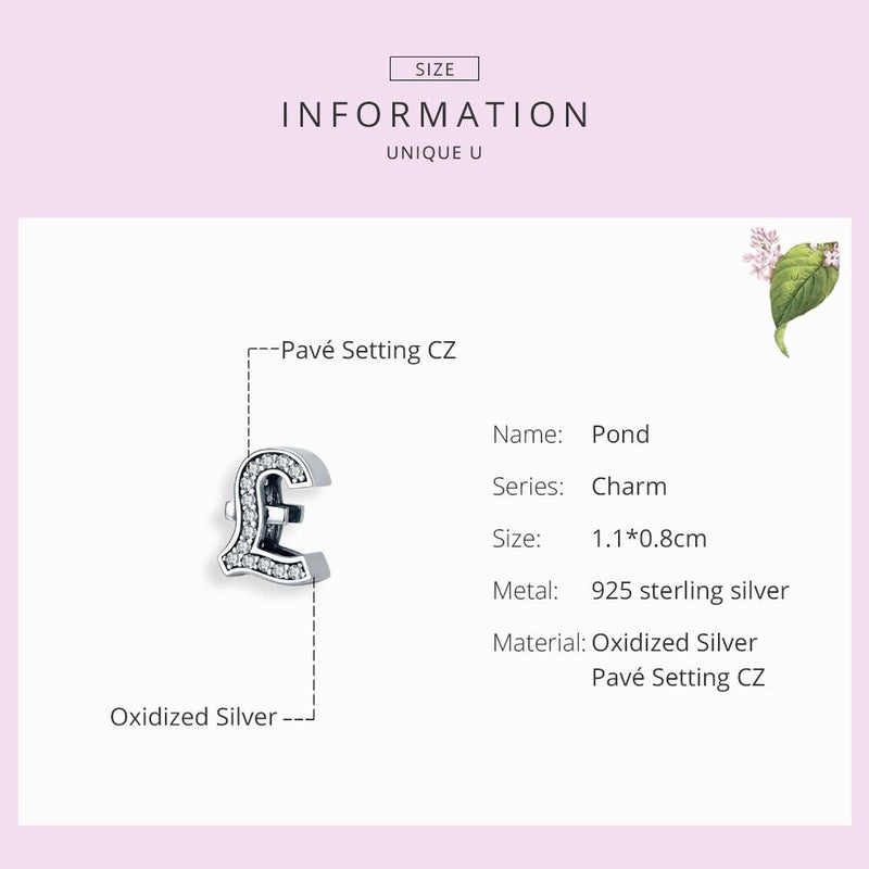 925 Sterling Silver Currency Symbol Pendant For Diy Bracelets And Necklaces