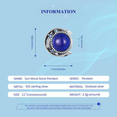 925 Sterling Silver Blue Moon Bead Bracelet Temperature Sensitive