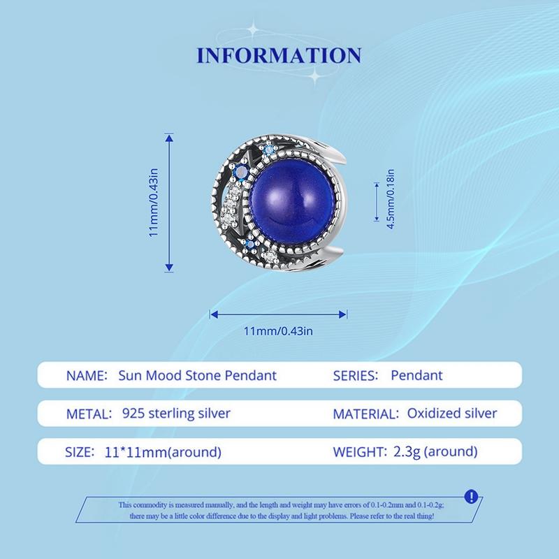 925 Sterling Silver Blue Moon Bead Bracelet Temperature Sensitive