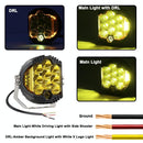 5 Inch Dc12V - 30V 5000Lm 6500K 50W Car Led Light On Three Sides Headlight For Jeep Wrangler Gold Light